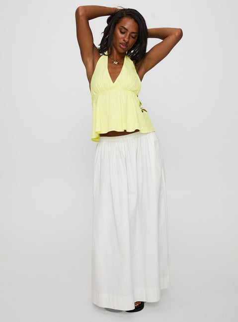 Just Want You Halter Floral Cut Out Top Yellow