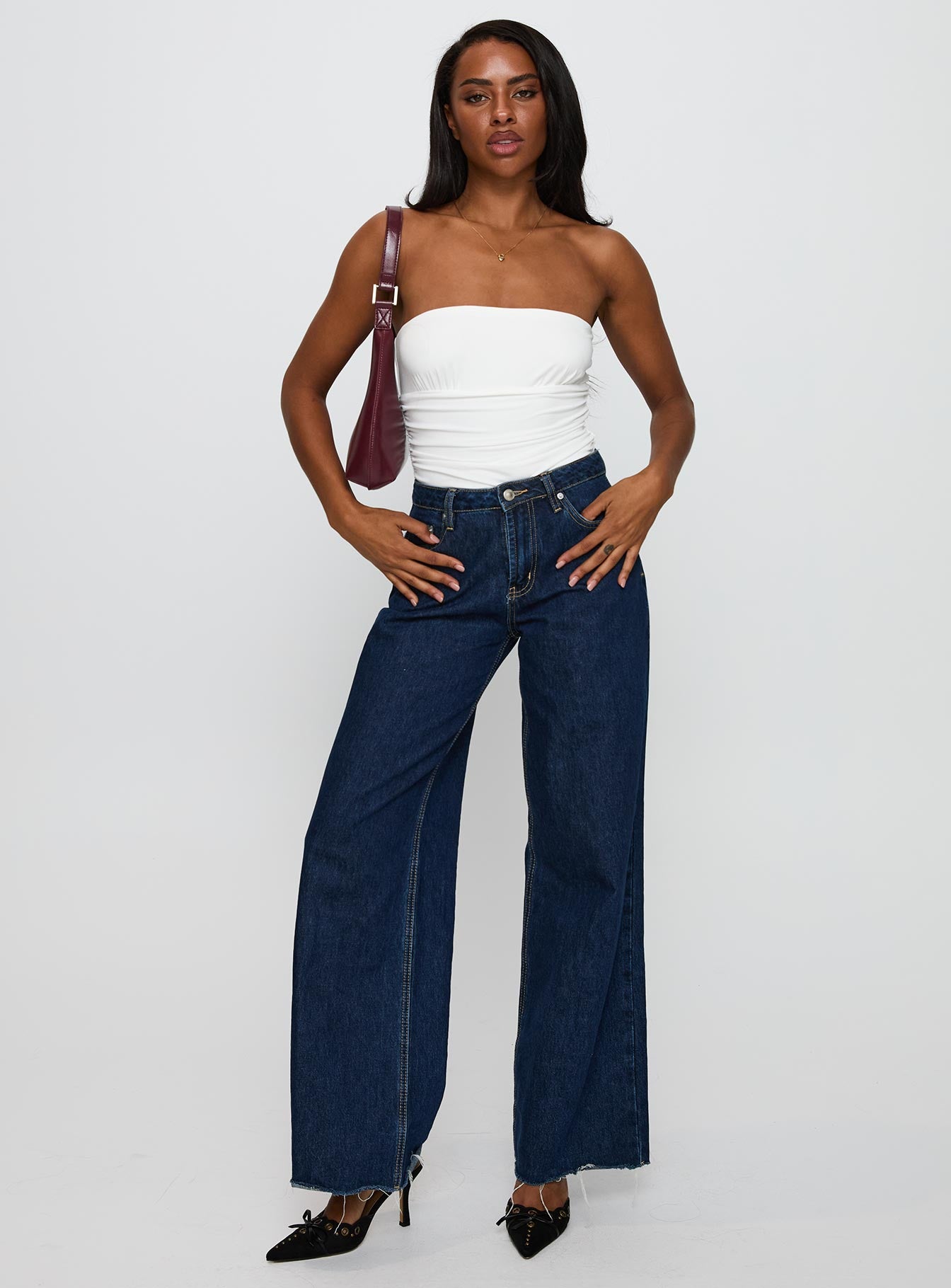 Coincidence Strapless Ruched Bodysuit White