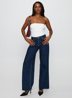 Coincidence Strapless Ruched Bodysuit White