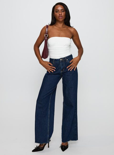 Coincidence Strapless Ruched Bodysuit White