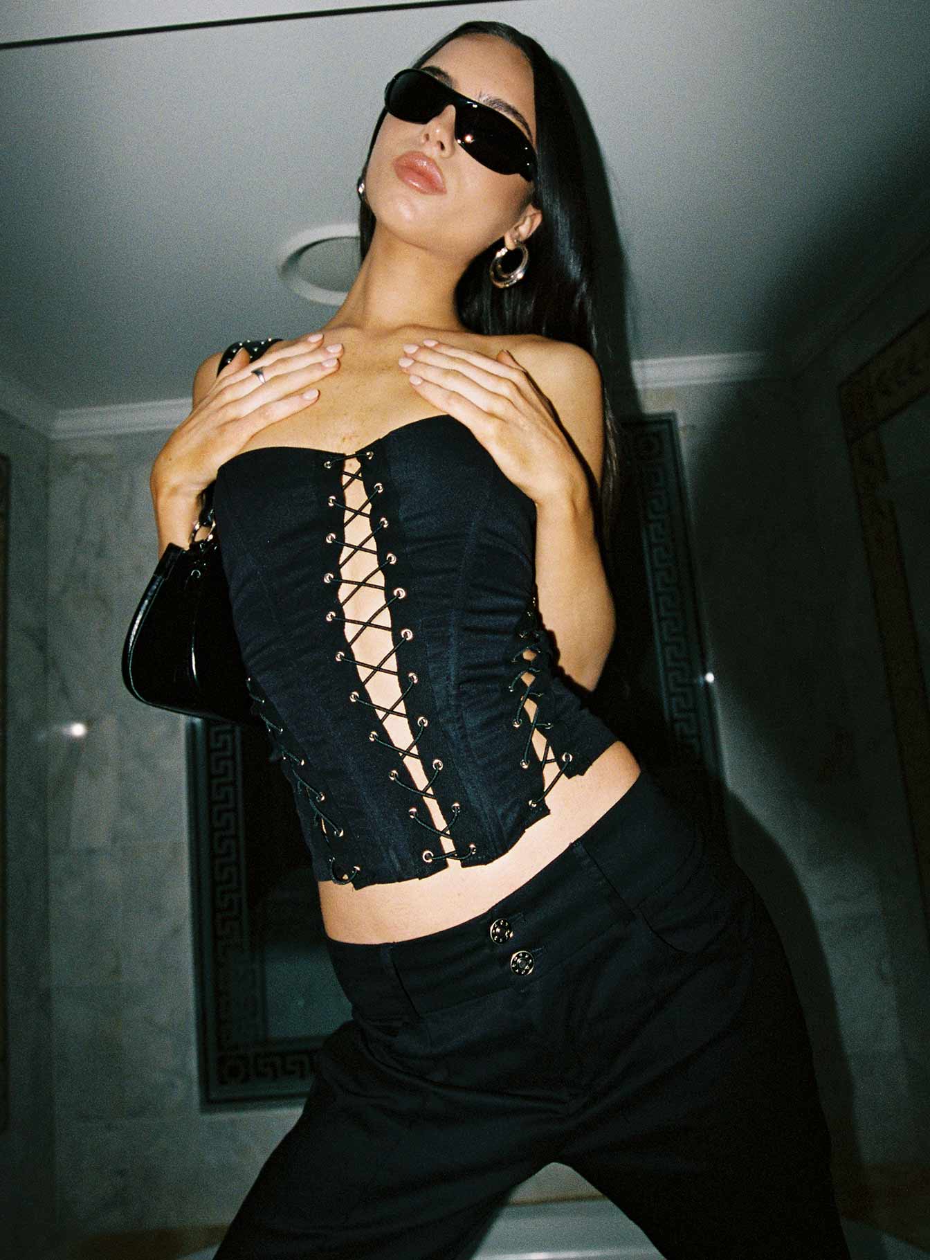Lace up corset princess girl ワンピース Eden Lace Up Corset Black | Princess Polly