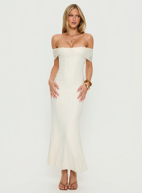 Ladonna Off Shoulder Maxi Dress Cream