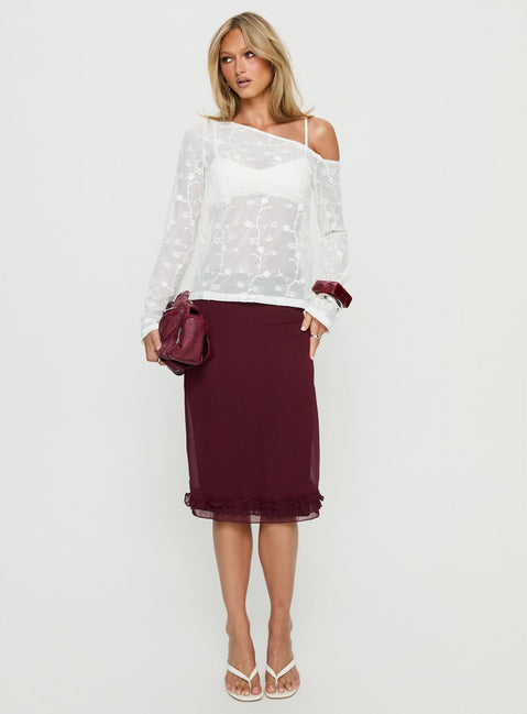 Rosette Frill Midi Skirt Currant