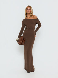 Allycia Long Sleeve Maxi Dress Brown