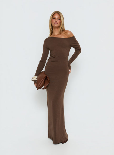 Allycia Long Sleeve Maxi Dress Brown