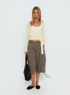 Tonee Sheer Wrap Knit Cardigan Butter Cream