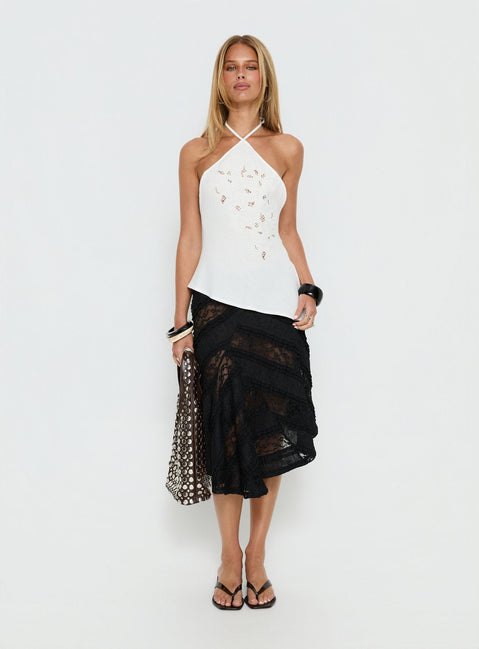 Bonanza Asymmetrical Halter Top White