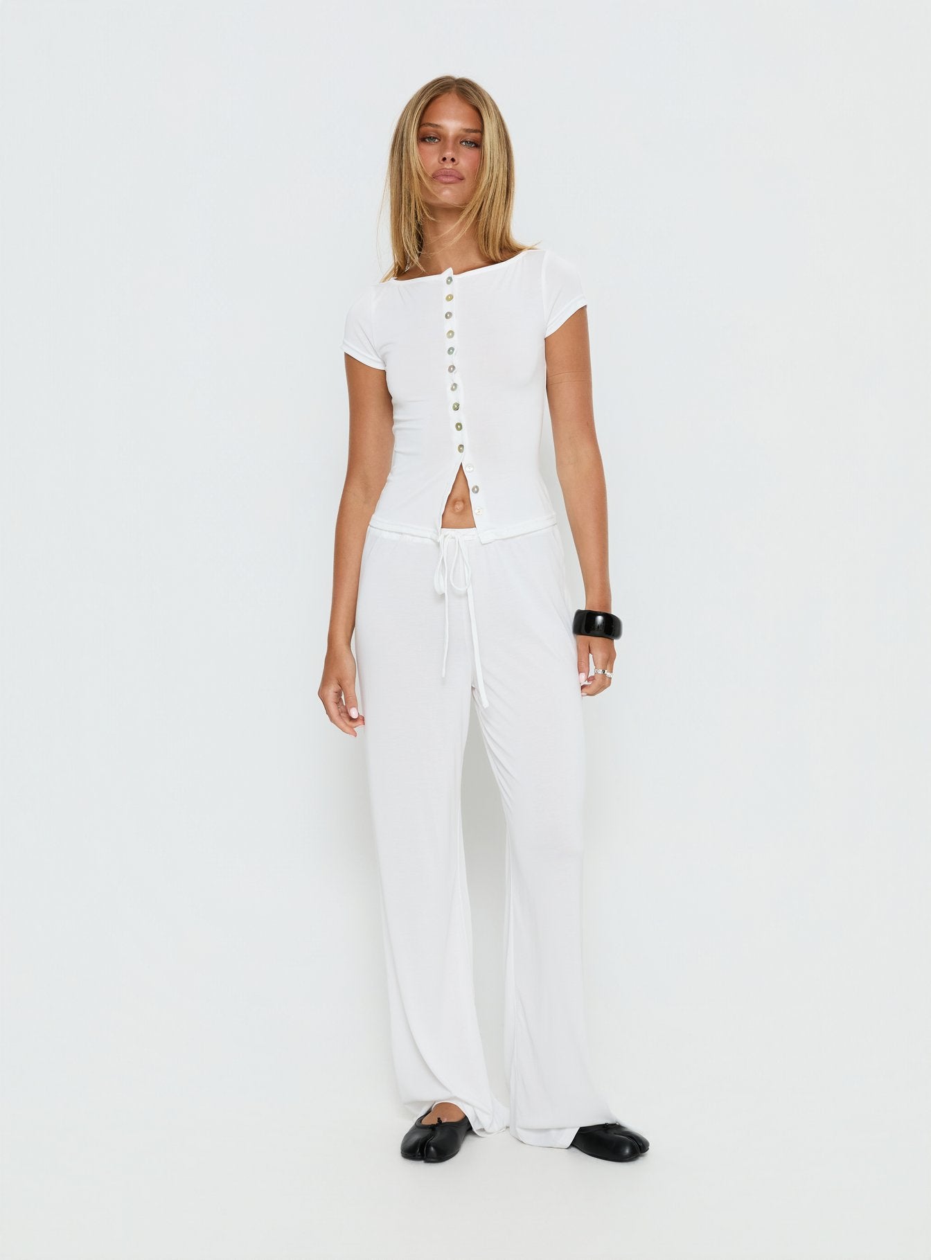 Gavrielle Jersey Wide Leg Pants White