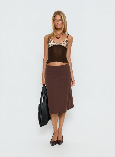 Willet Contrast Bust Cami Top Chocolate / Leopard