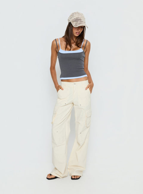 Maeka Layered Jersey Tank Top Grey / Blue