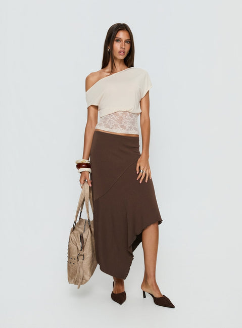 Marienna One Shoulder Lace Top Cream