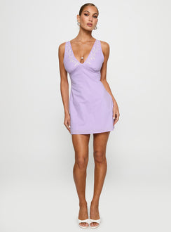 Florien Broderie Mini Dress Lilac / Lemon