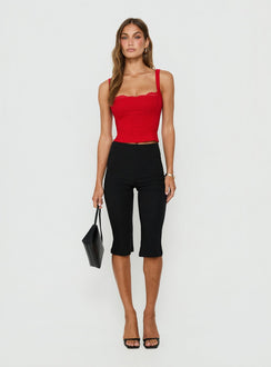 Tovelle Panelled Lace Neckline Corset Top Red