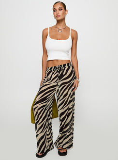 front view of model wearing Princess Polly Fyre Wide Leg Pant Zebra Low Rise Pants 