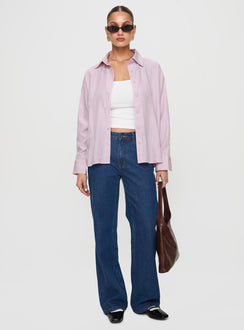 back view of model wearing Princess Polly Wild Promise Top Pink Stripe Full Sleeves V-Neck 