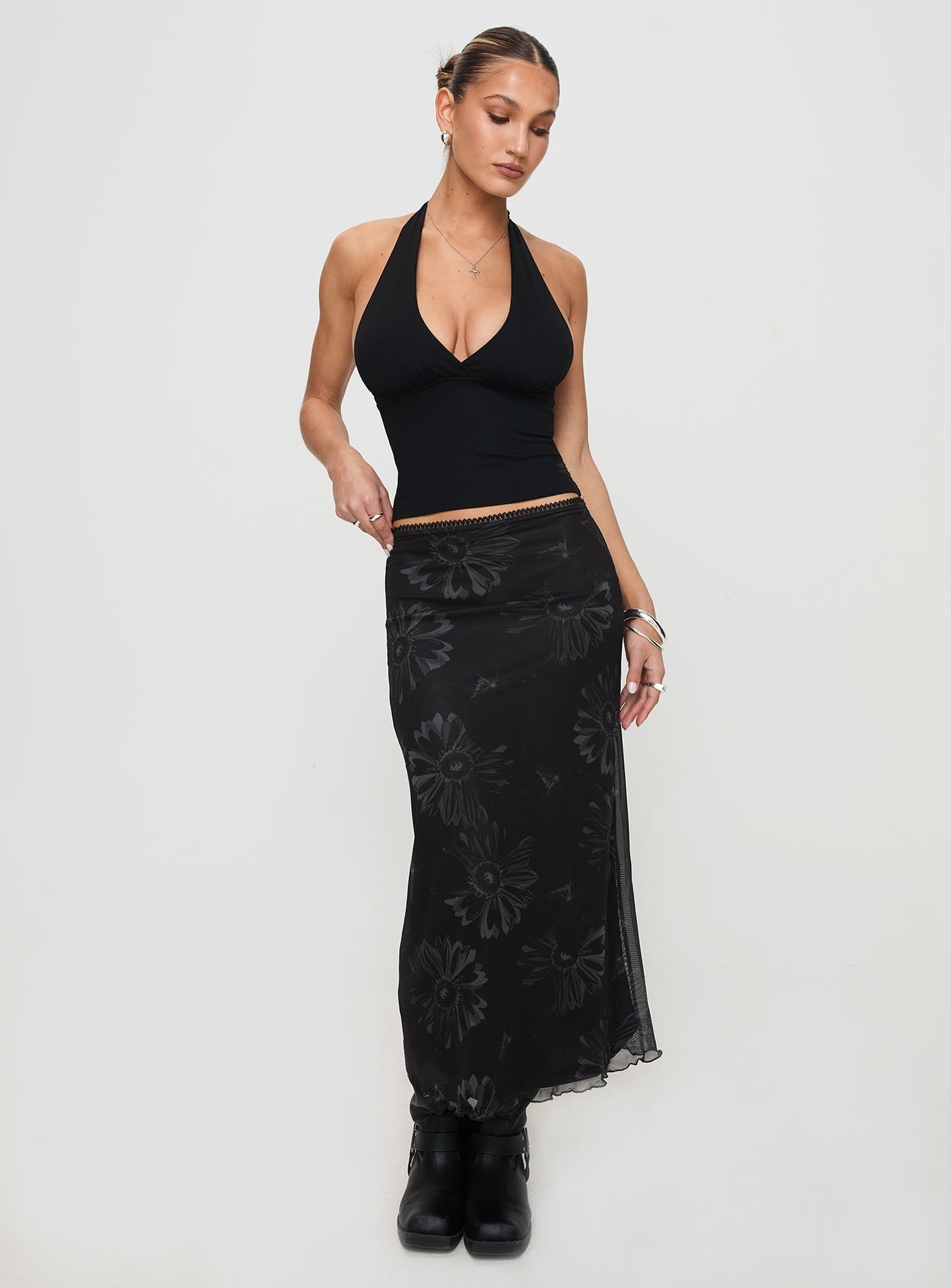 Eleazar Mesh Maxi Skirt Black