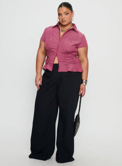 Meryn Ruched Top Red Check Curve