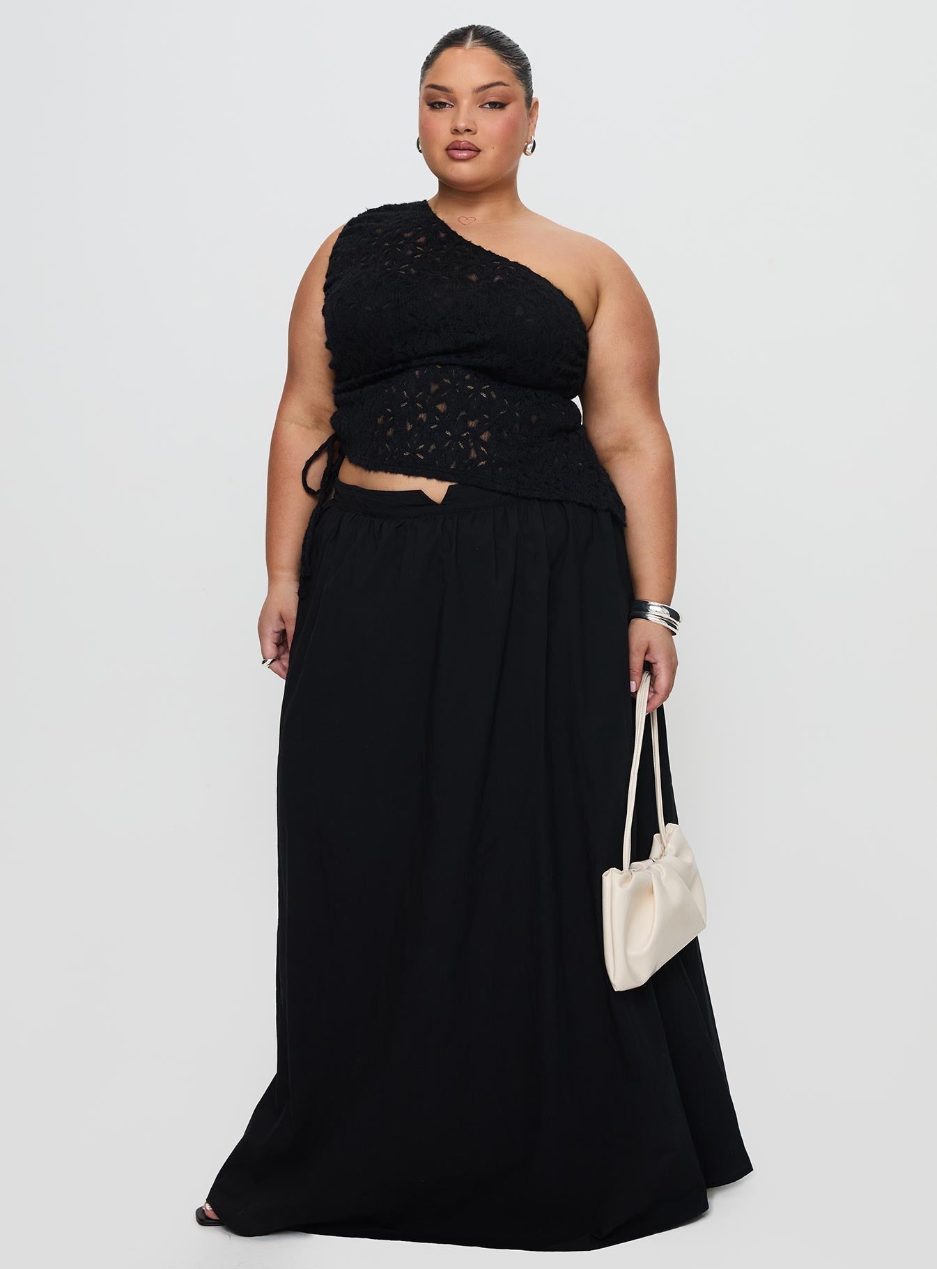 Sensua One Shoulder Top Black Sleeveless Asymmetric Neckline 