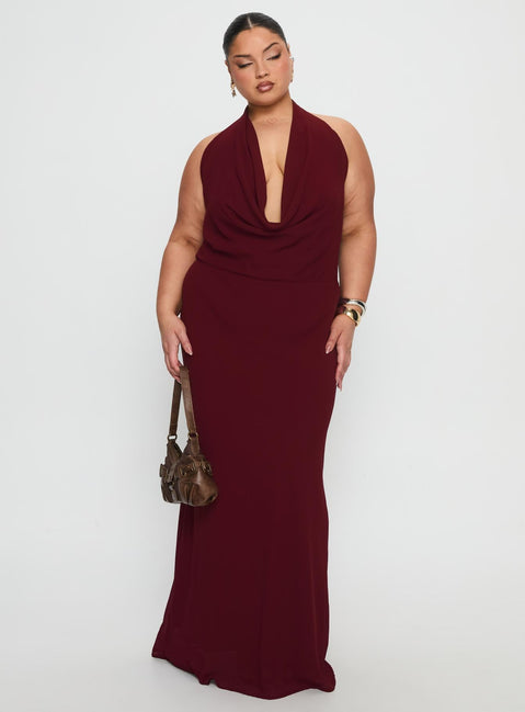 Vortexa Halter Maxi Dress Currant Curve