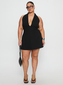 Hollywood Hills Plunge Neck Playsuit Black Curve