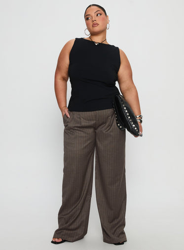 Briellea Thick Waistband Pant Pinstripe Curve