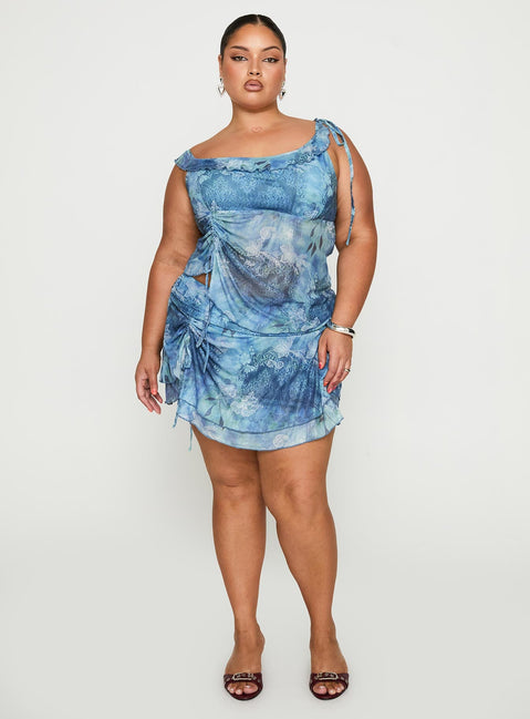 Rosee Frill Mini Skort Blue Multi Curve