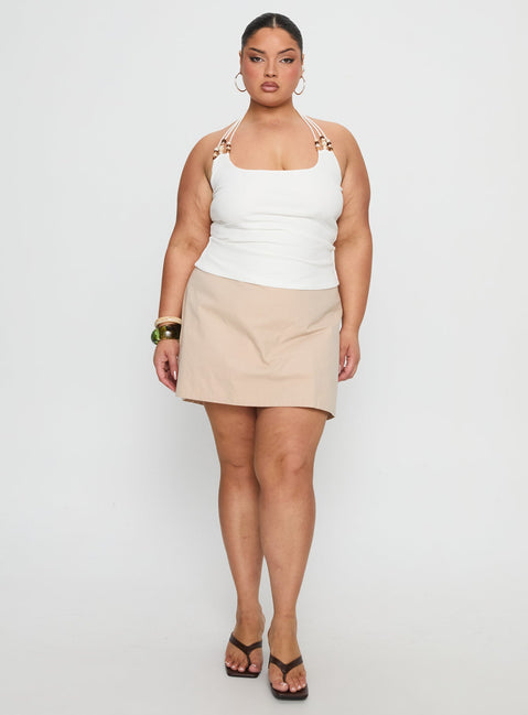 Roller Coaster Bead Detail Top White Curve