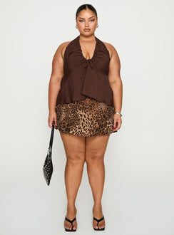 Gadot Halter Top Brown Curve