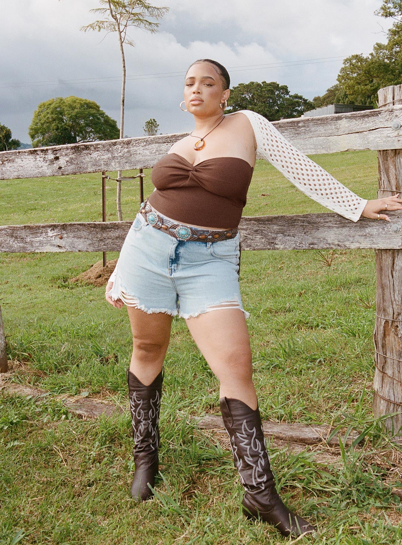 product Princess Polly  Kallista Top Brown Curve