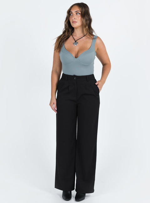 front view of model wearing Princess Polly Wilana Bodysuit Grey Sleeveless Sweetheart 