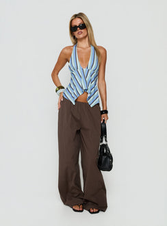Blairee Hanky Halter Top Blue Stripe