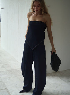 Horseshoe Mid Rise Barrel Leg Jeans Dark Denim