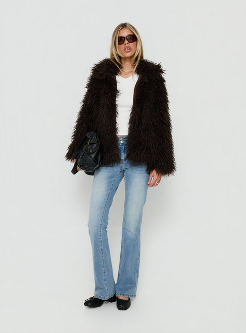 Felicea Faux Fur Jacket Chocolate