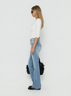Cruise Control Mid Rise Bootleg Jeans Light Vintage Blue