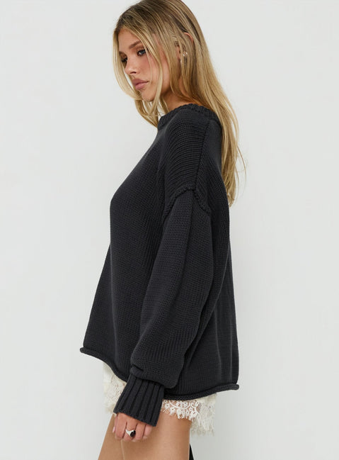 Wilda Crew Neck Knit Sweater Navy