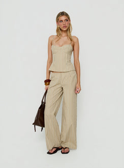 Kierstyn Corset Set Beige Stripe
