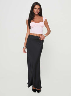  front view of model wearing Princess Polly Joder Maxi Skirt Black Maxi 