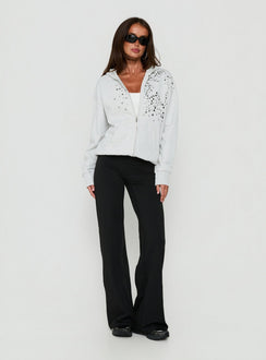 All Day Studded Oversized Hoodie Grey Marle