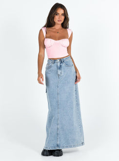 Front view of model wearing  front Princess Polly Sleeveless Square Neck  Candyce Top Pink