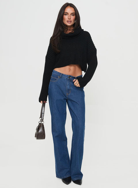 Turtleneck sweater Soft knit material, drop shoulder Good stretch, unlined Princess Polly Lower Impact 