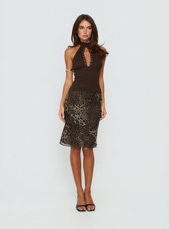 Sophronia Keyhole High Neck Top Chocolate