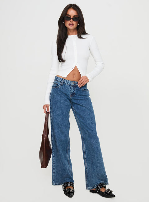 front view of model wearing Princess Polly Suzu Long Sleeve Top White Full Sleeves High Neck 