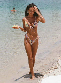 Graphic print bikini bottoms Tie side design, cheeky cut bottoms