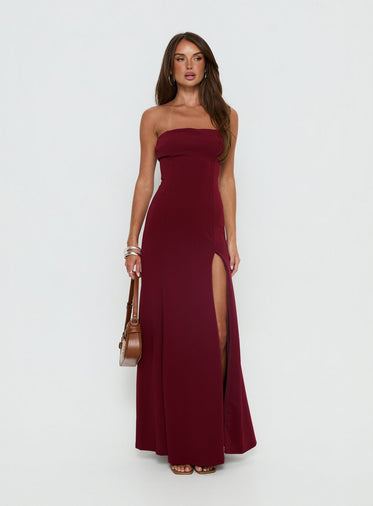 strapless open back dress Mei High Split Halter Neck Maxi Dress in Ivory