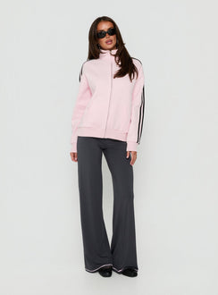 Keeran Funnel Neck Fleece Jumper Pink / Black