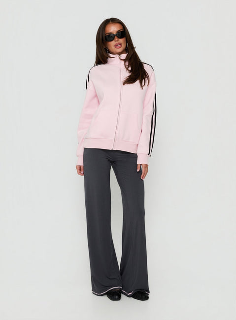 Keeran Funnel Neck Fleece Jumper Pink / Black