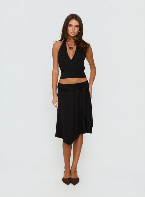 Arabele Halter Wrap Top Black