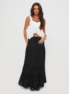 Maxi skirt Elasticated waistband, tiered design, slit at leg