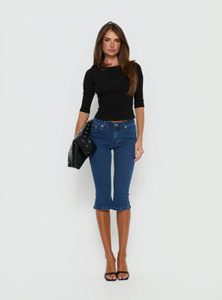 Kissimo Kick Flare Capri Pants Indigo Blue