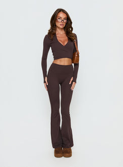 Pirouette Active Wrap Top Brown